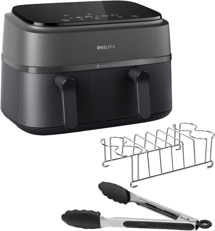 Philips Airfryer Série 3000 NA350/03 – Air Fryer 9L double panier avec kit petit-déjeuner